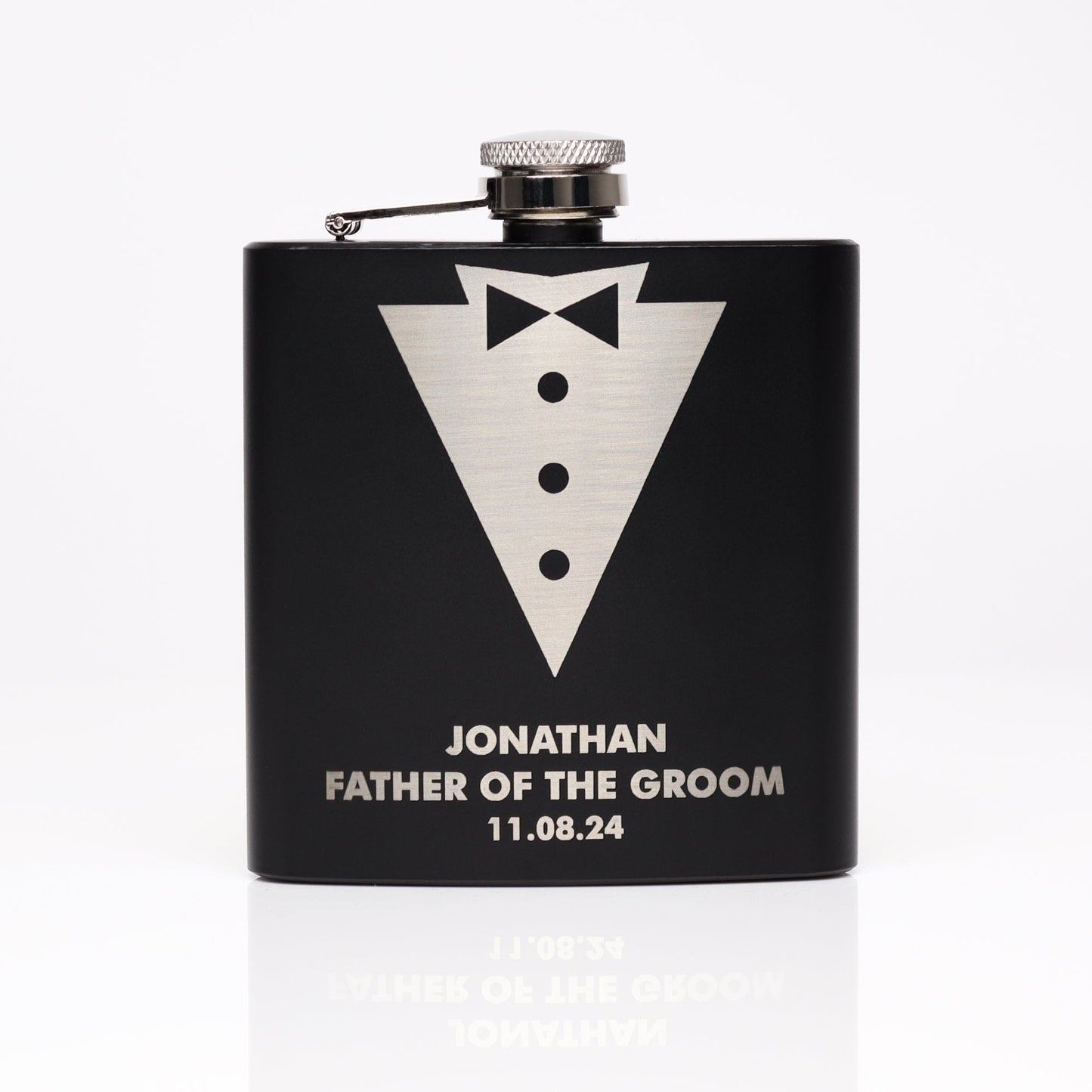 Sharp Tux Groomsman Hip Flasks