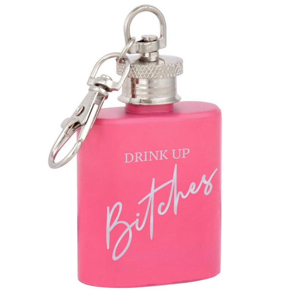 B**ches Mini Hip Flask Key Ring 1oZ