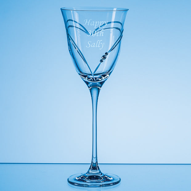 310ml Beloved Heart Diamante Red Wine Glass