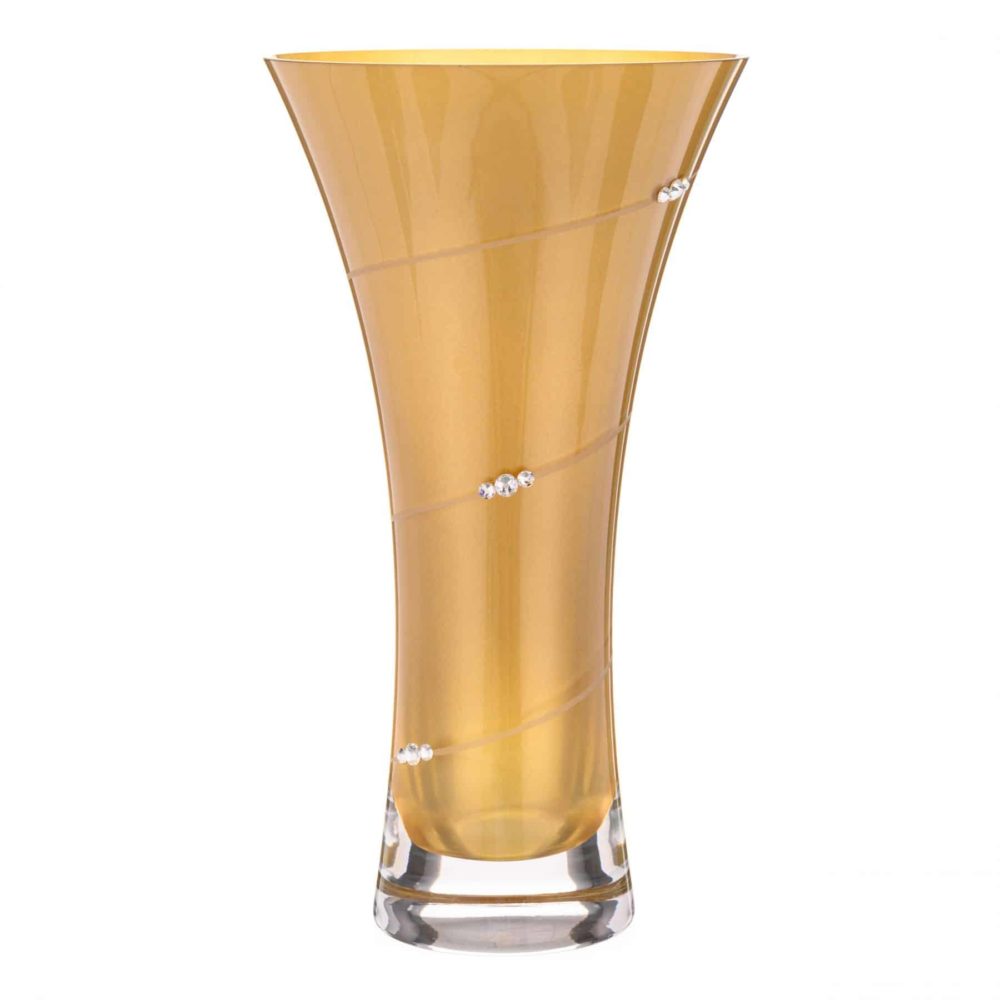 Silhouette Gold Flared Vase Adorned with Swarovski® Crystals – 25cm
