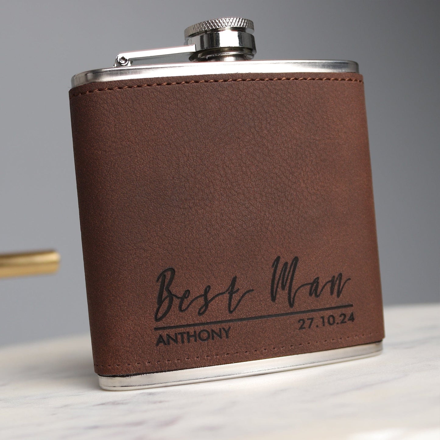 The Brown Groomsmen Hip Flask