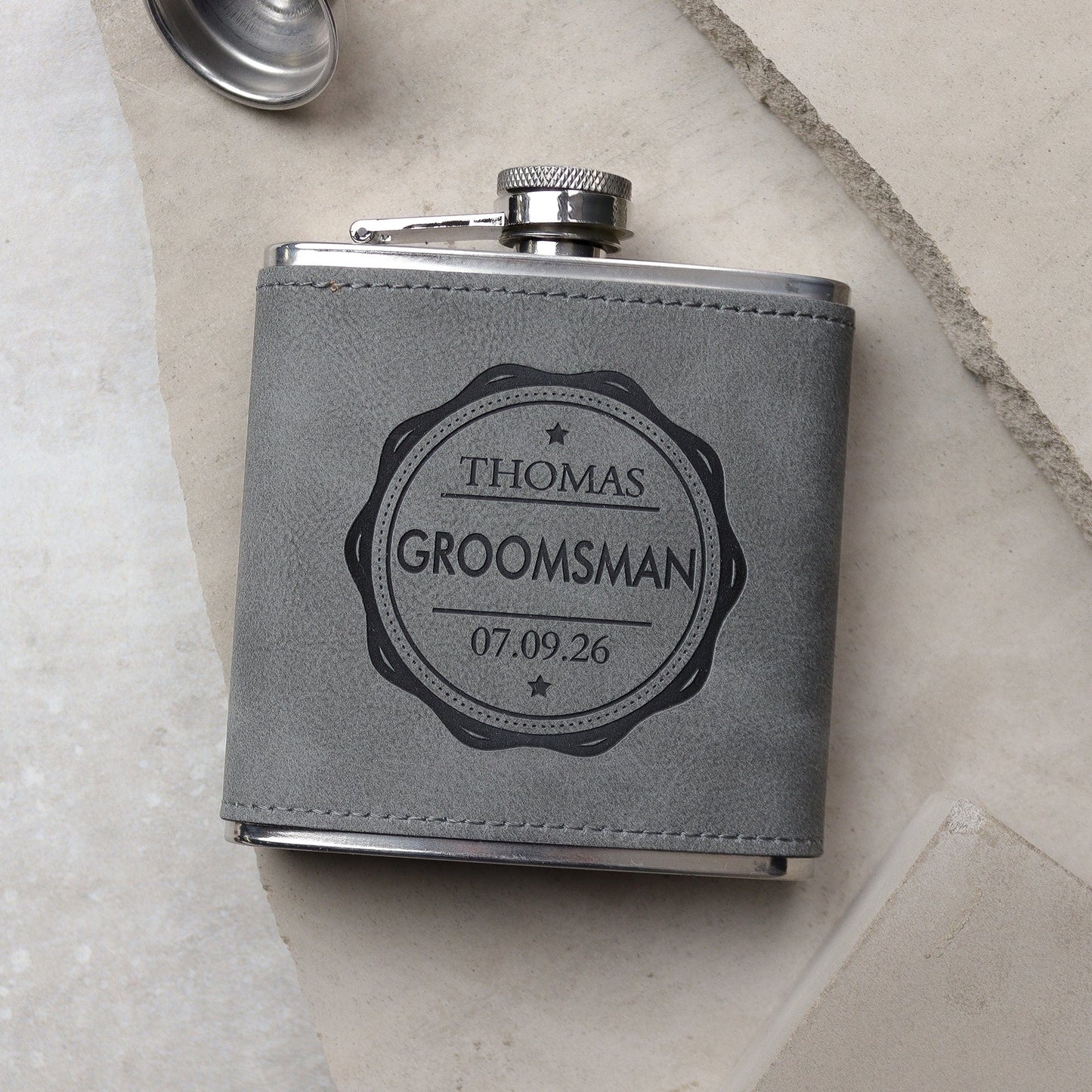 The Stamp Groomsman Hip Flasks