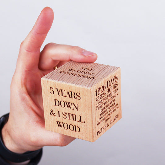 5th Wedding Anniversary Wooden Cube