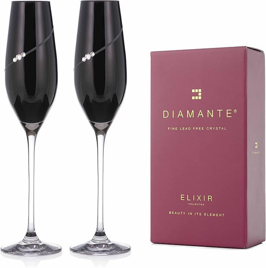 Black Silhouette Champagne Flutes – Set of 2
