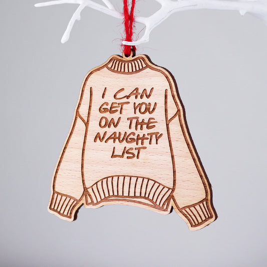 Naughty Christmas Jumper Decoration With Message