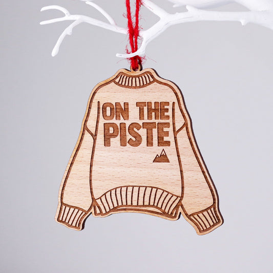 On The Piste Christmas Jumper Decoration Personalise With A Message.