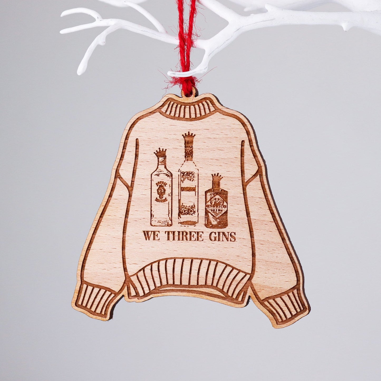 We Three Gins Christmas Jumper Decoration With Message