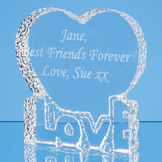 10cm Optical Crystal Love Heart Paperweight