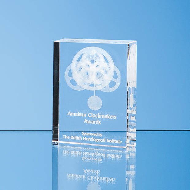 12cm x 8.5cm Optical Crystal Rectangle Award, H or V
