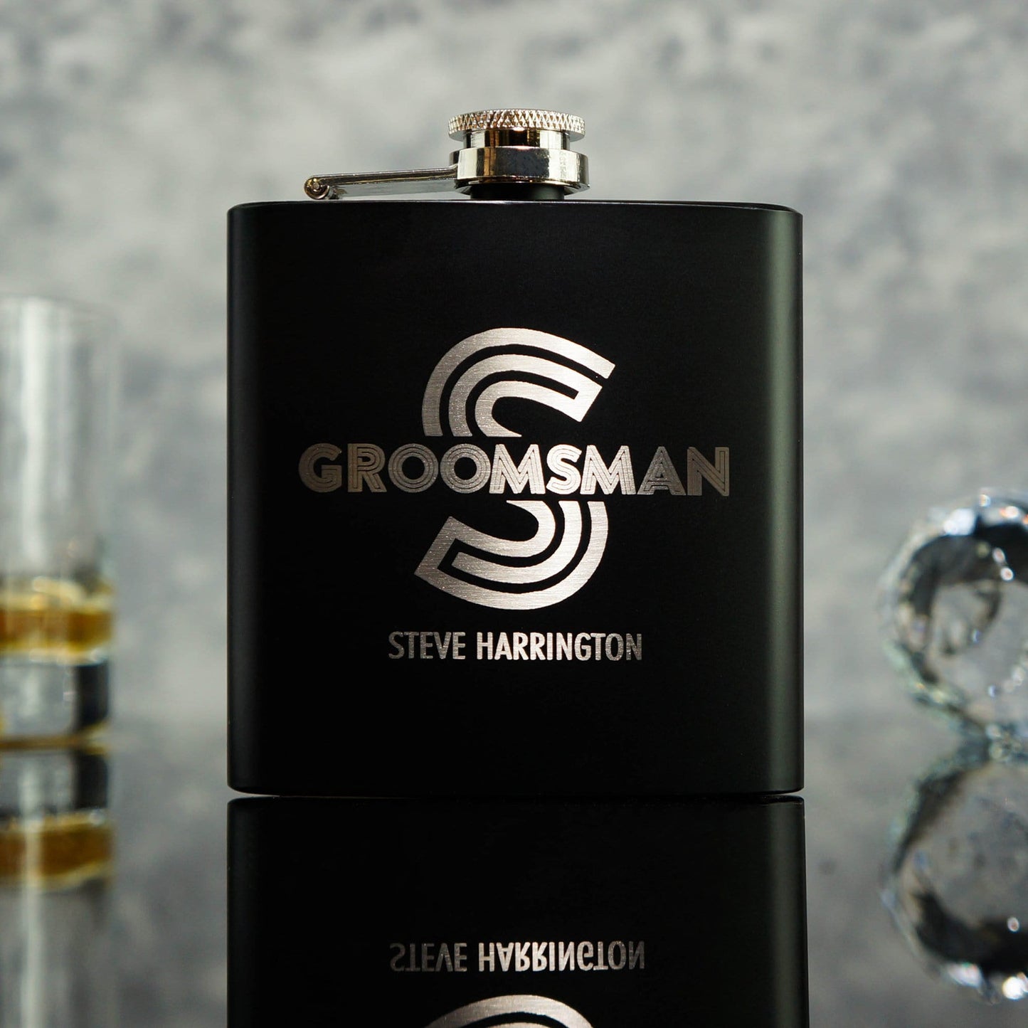 Modern Lines Groomsman Hip Flasks