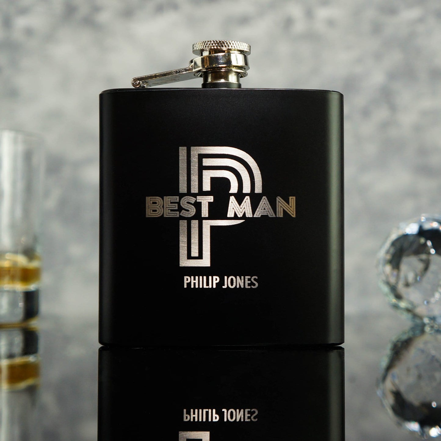 Modern Lines Groomsman Hip Flasks