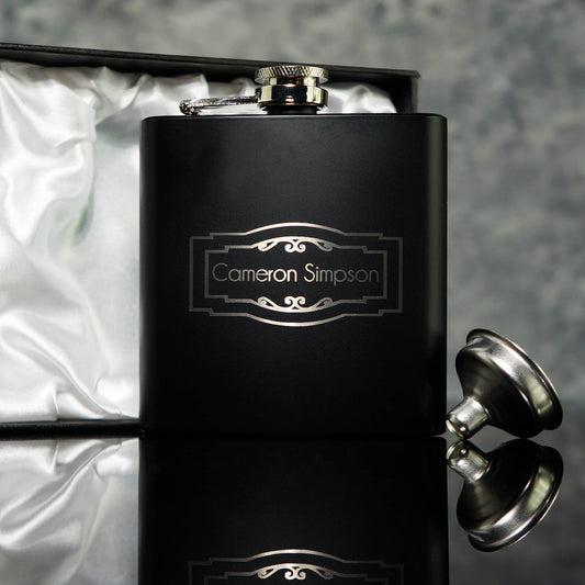 VINTAGE PANEL DESIGN HIP FLASK OMG3-HIPBLK