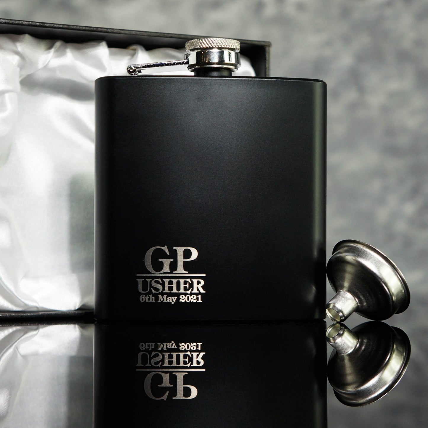 Simple Mono Groomsman Hip flasks