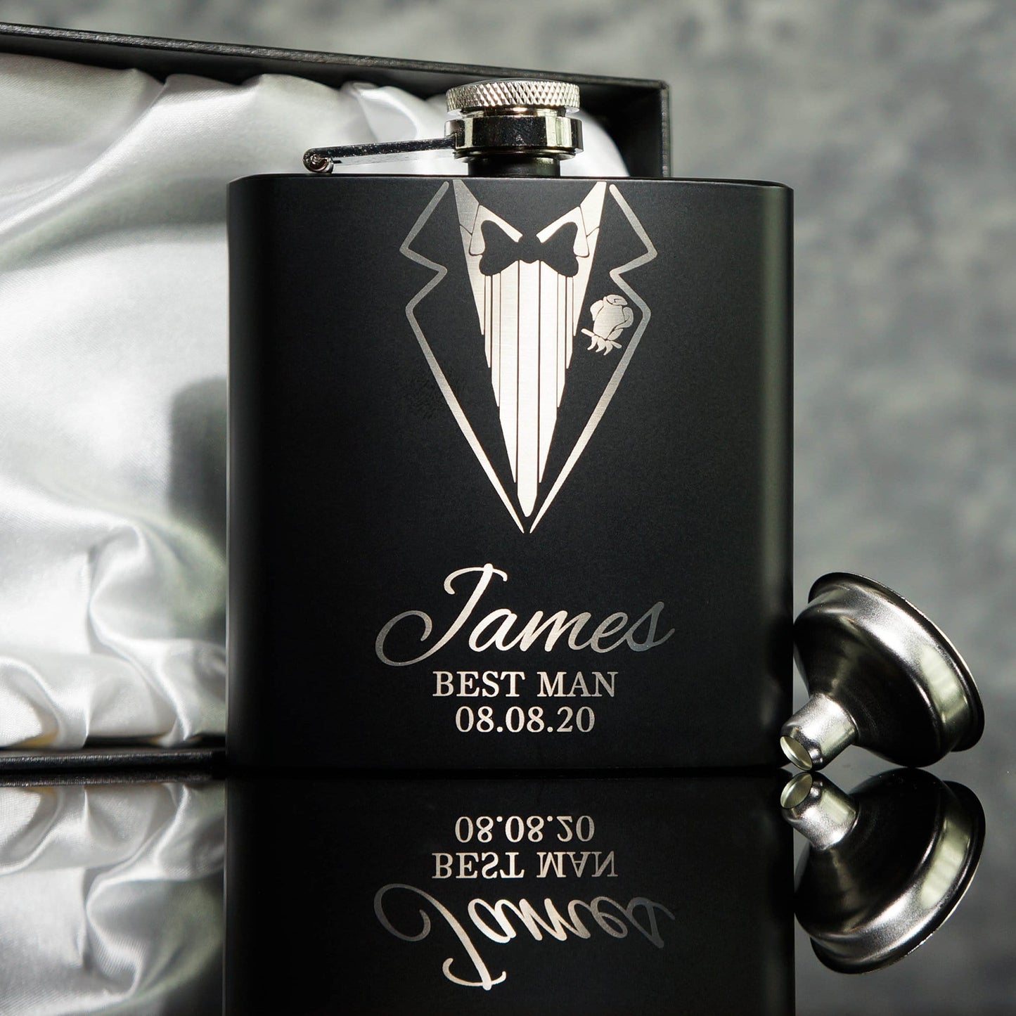The Tux Groomsman Hip Flasks