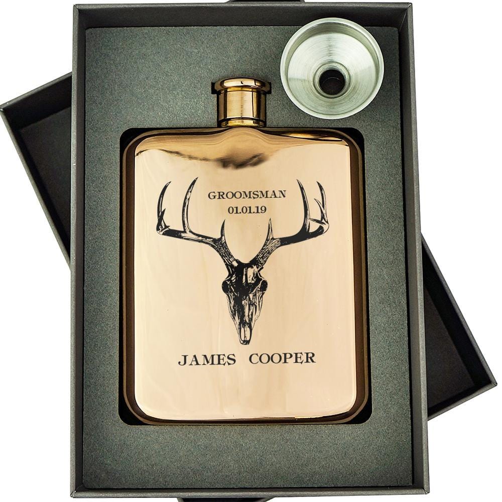 SKULL ROSE GOLD HIP FLASK HIP-OMG71