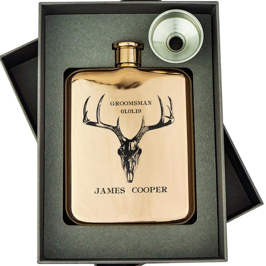 SKULL ROSE GOLD HIP FLASK HIP-OMG71