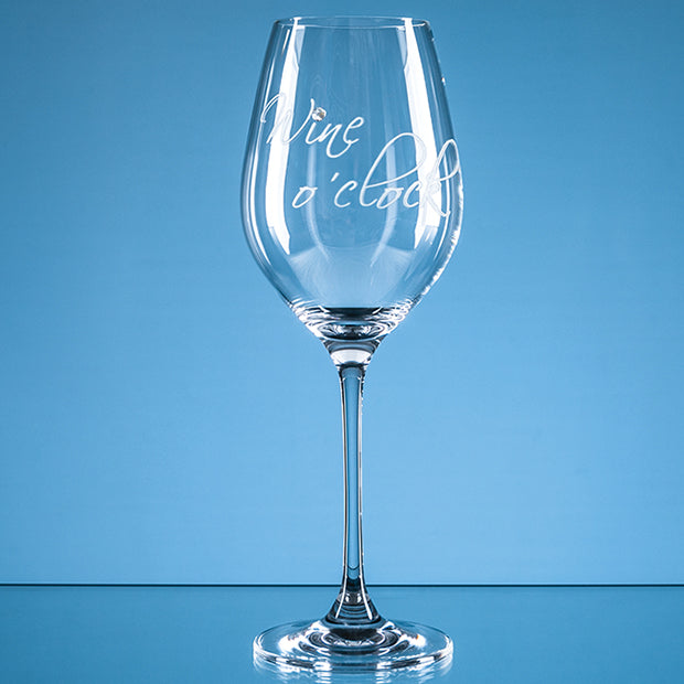 360ml Wine oclock Diamante Wine Glass