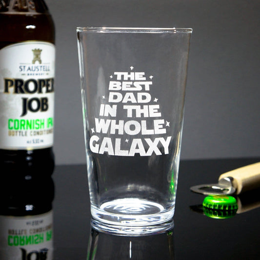 Best Dad In The Galaxy Glass
