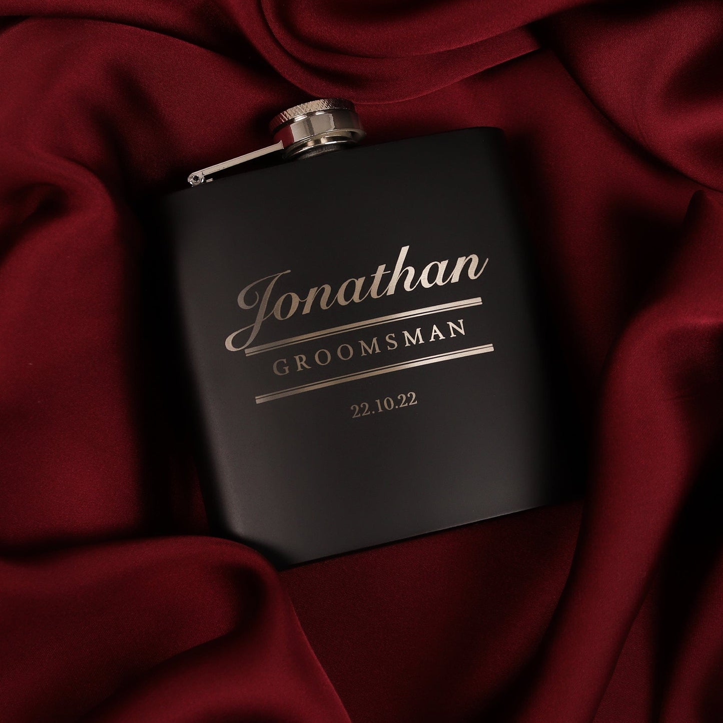 Classic Script Groomsmen Hip Flasks