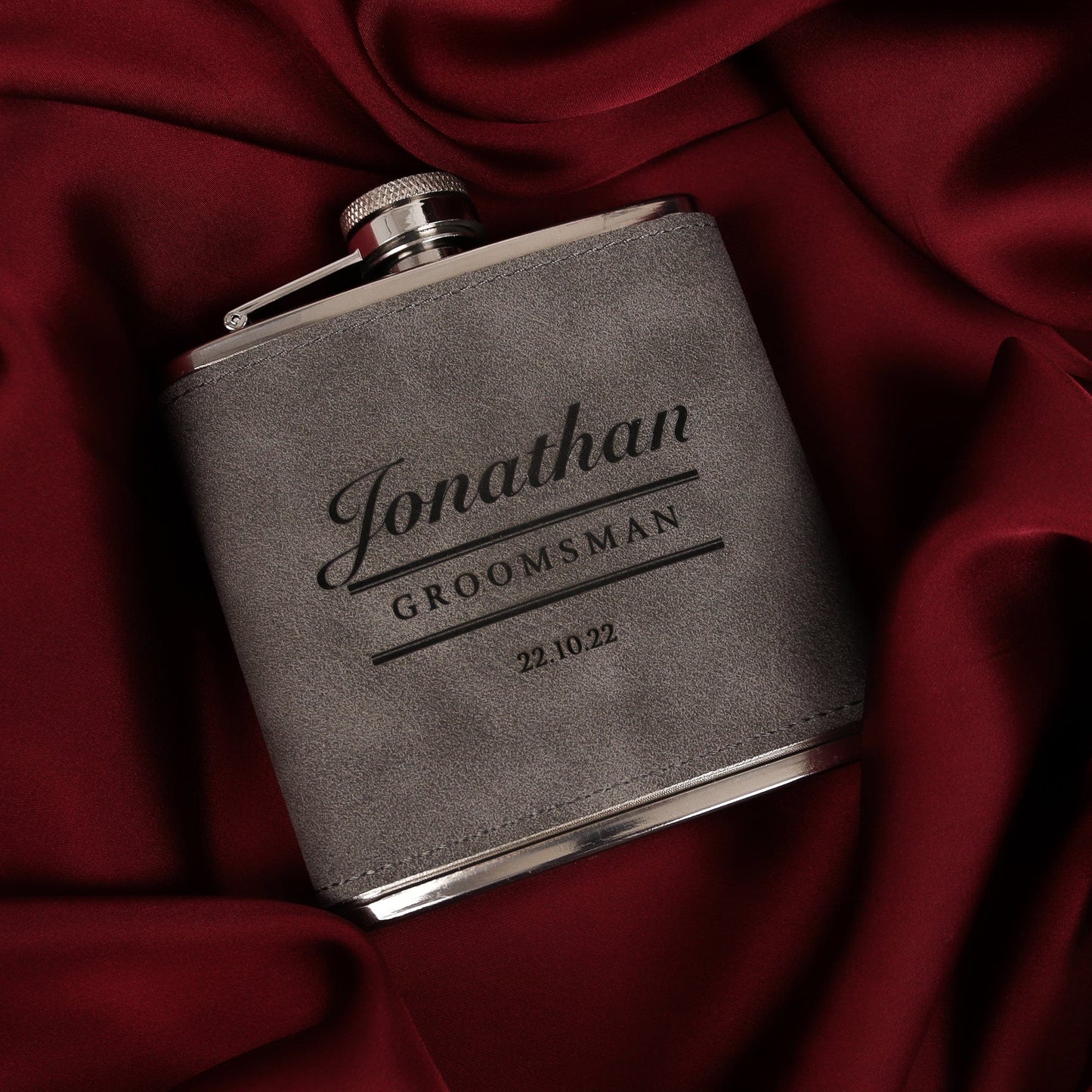 Classic Script Groomsmen Hip Flasks