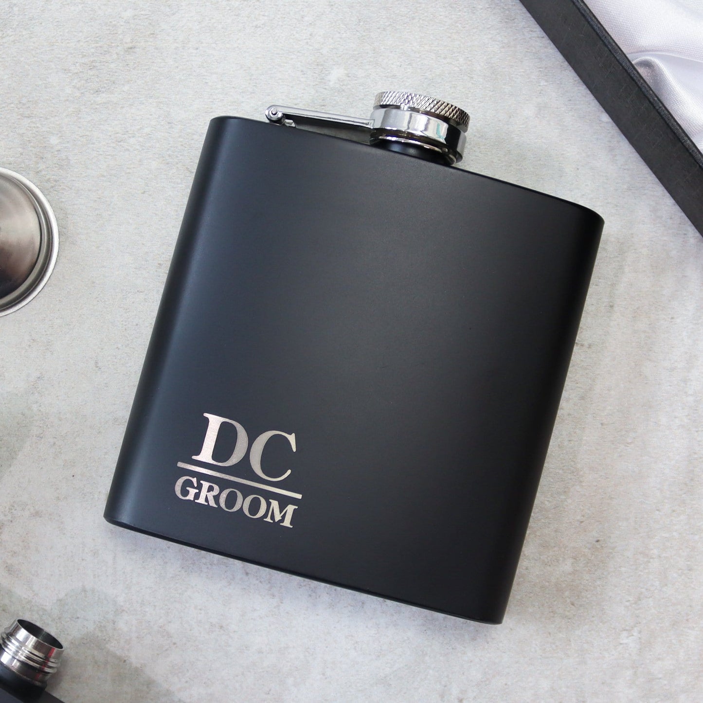 Simple Mono Groomsman Hip flasks