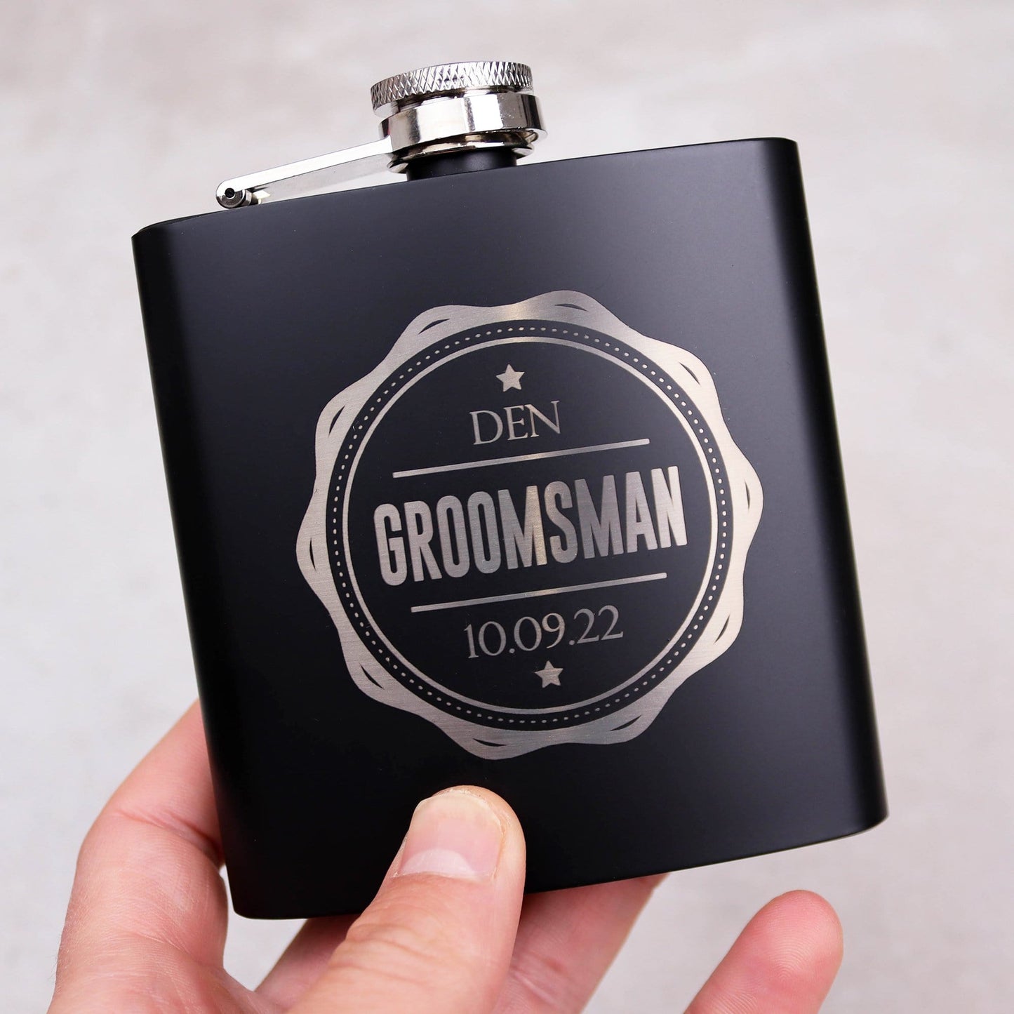 The Stamp Groomsman Hip Flasks