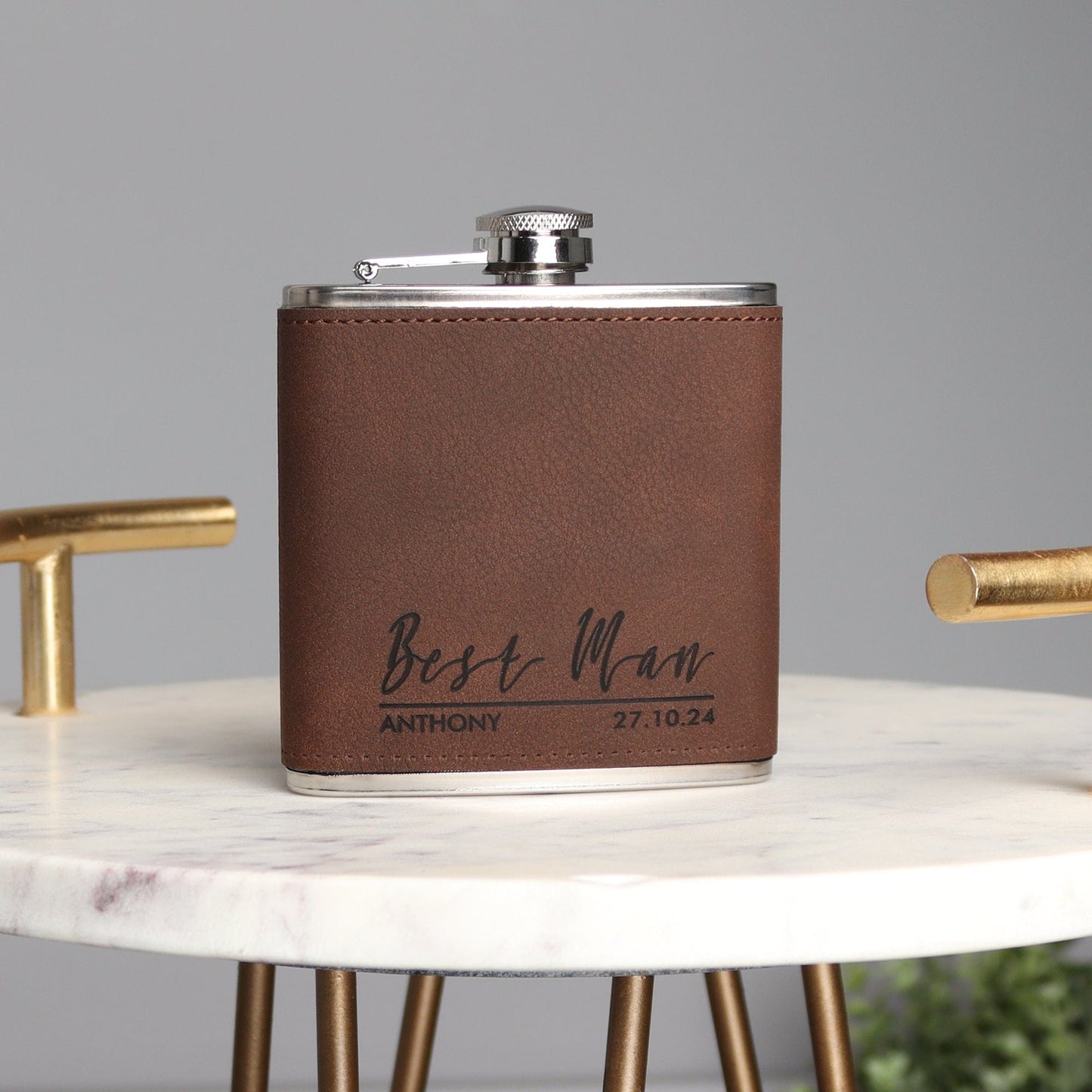 The Brown Groomsmen Hip Flask