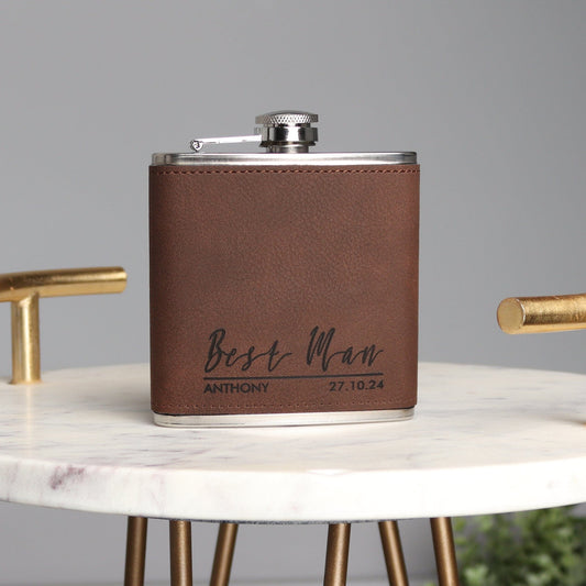 The Brown Groomsmen Hip Flask