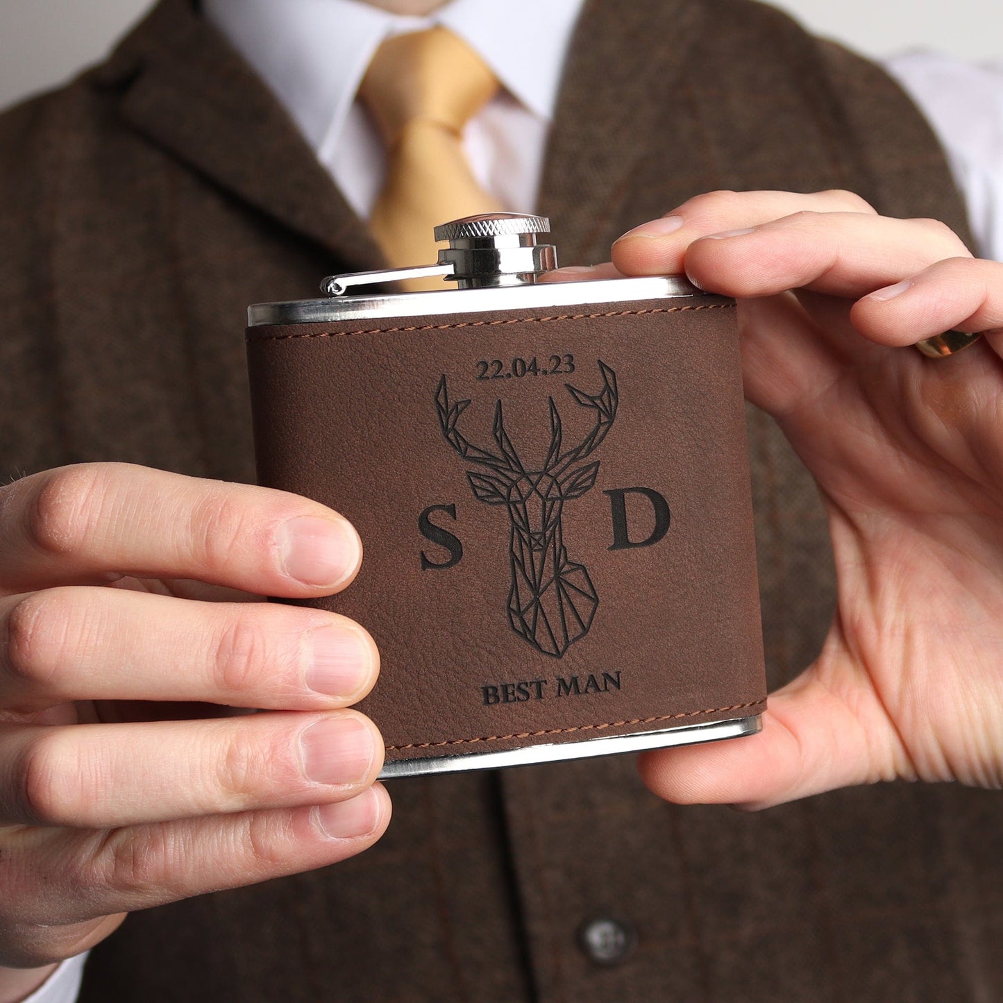 The Geometric Stag Hip Flask