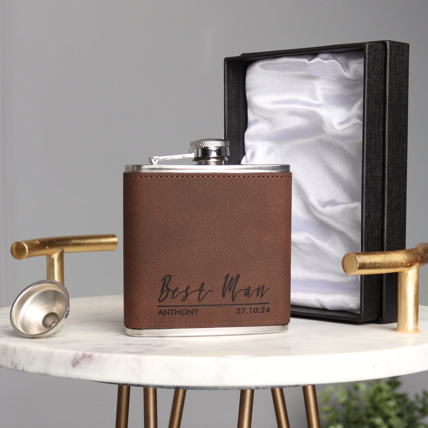 The Brown Groomsmen Hip Flask