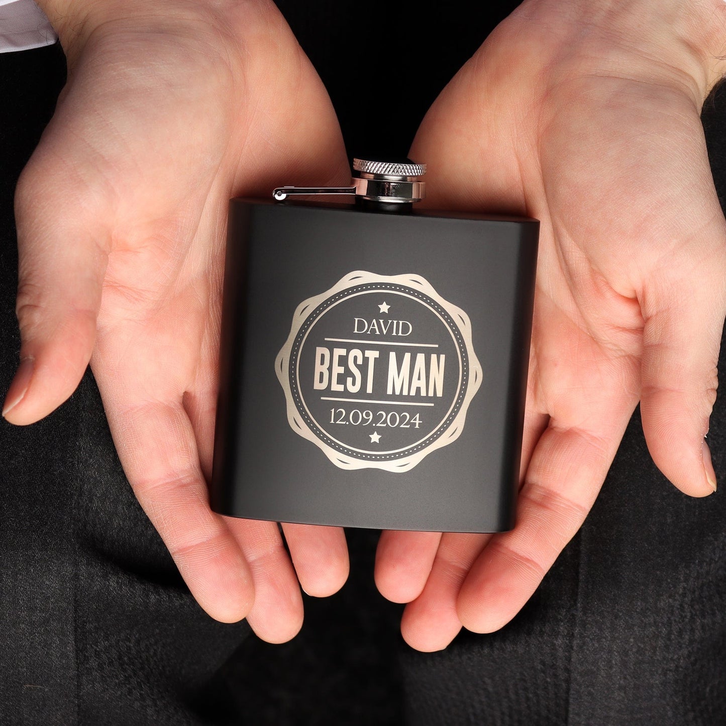 The Stamp Groomsman Hip Flasks