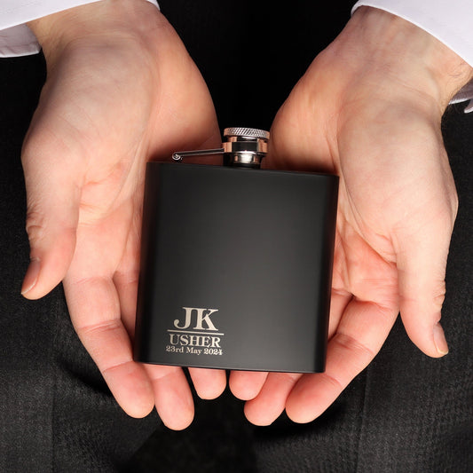 Simple Mono Groomsman Hip flasks
