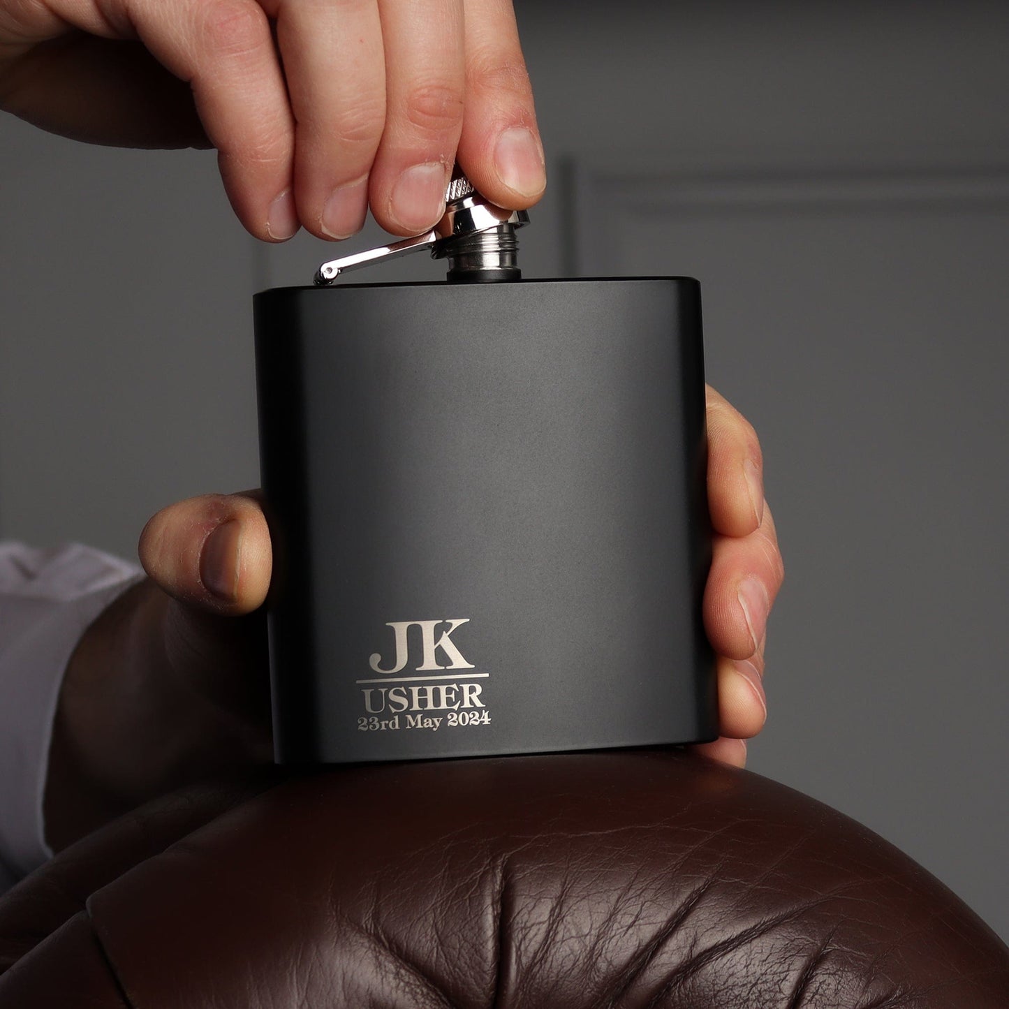 Simple Mono Groomsman Hip flasks
