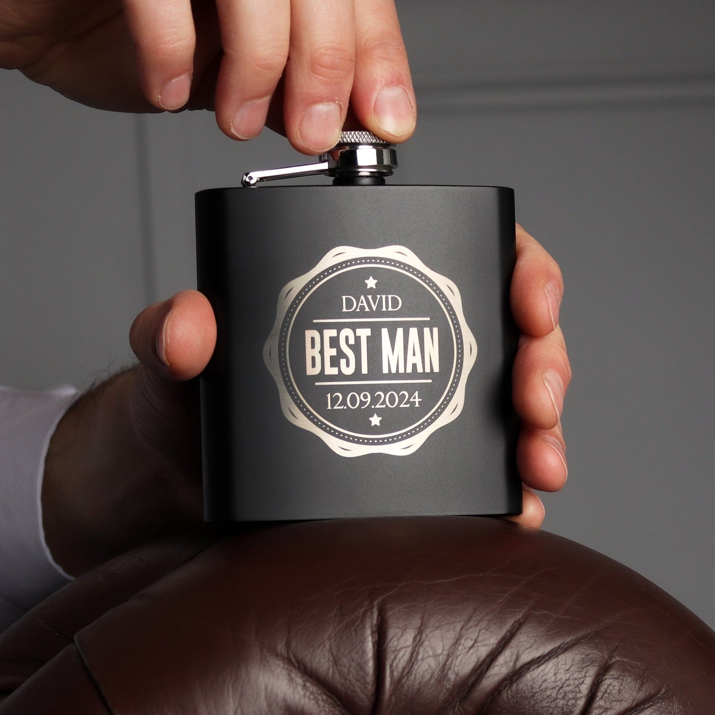 The Stamp Groomsman Hip Flasks