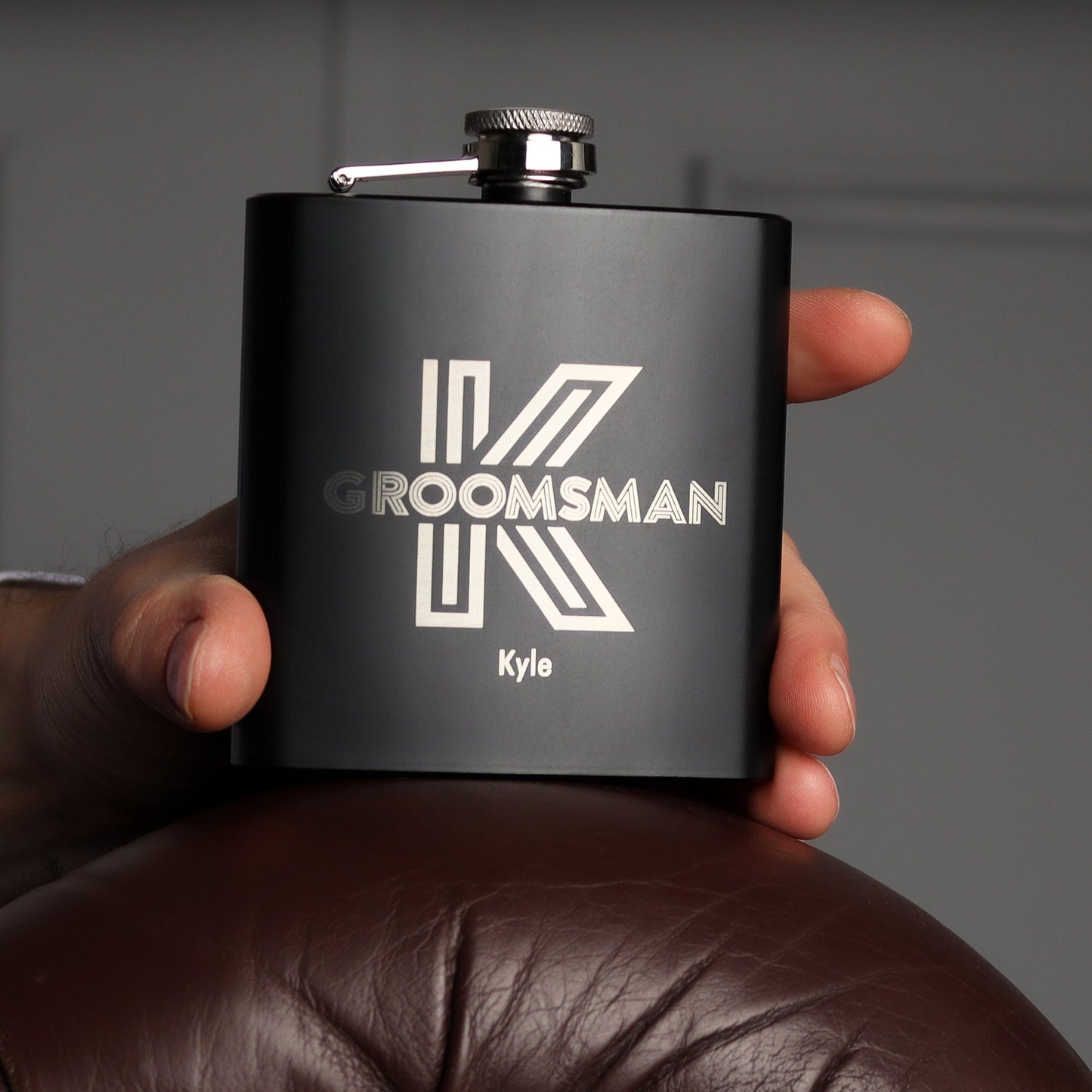 Modern Lines Groomsman Hip Flasks