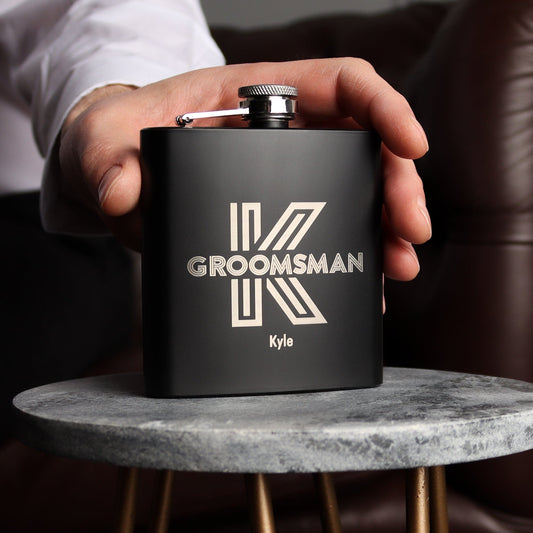 Modern Lines Groomsman Hip Flasks