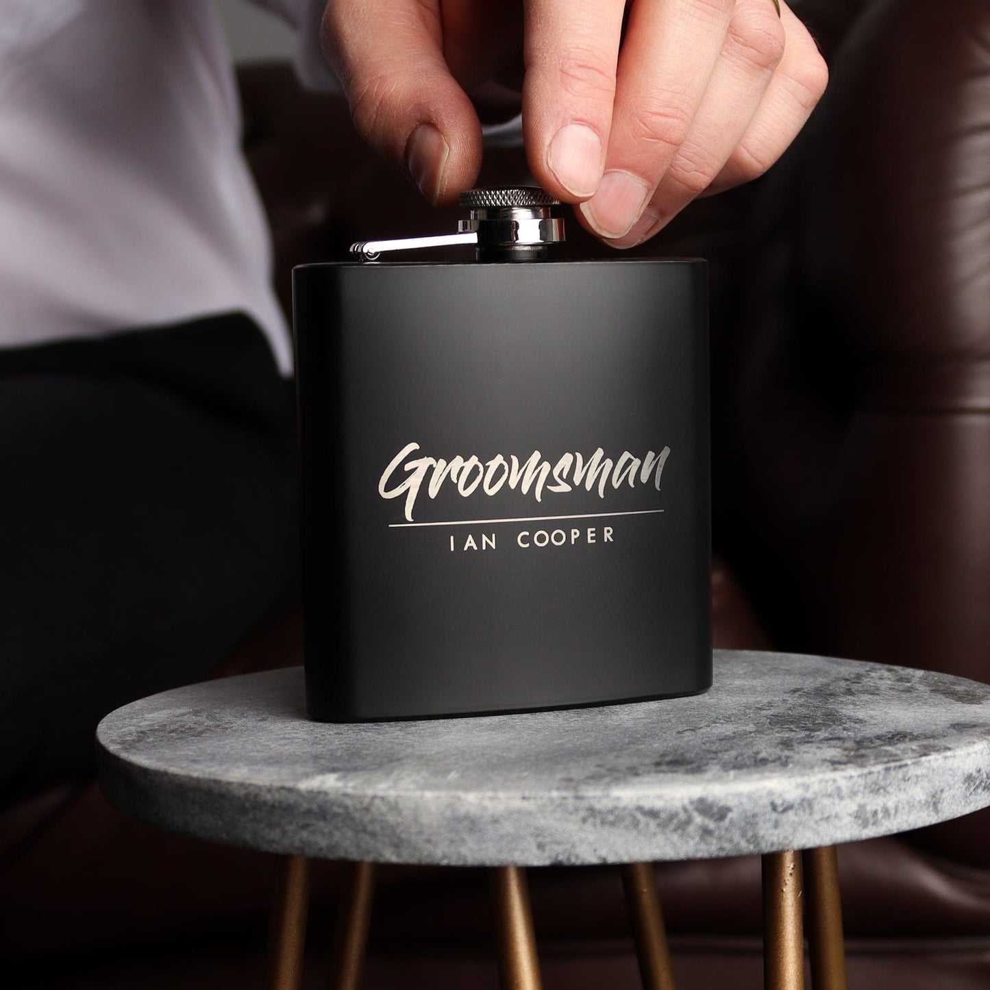 The Creative Groomsman Hip Flasks