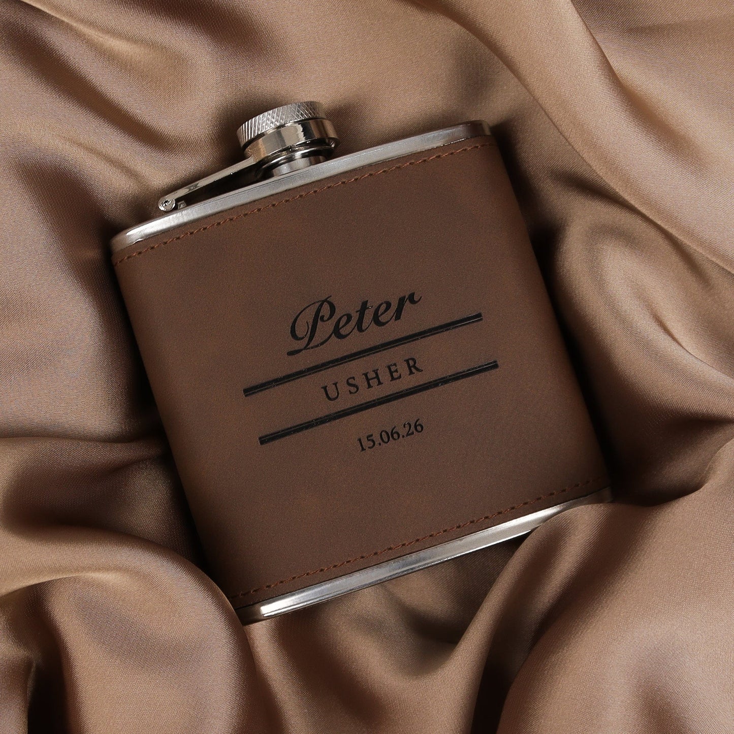 Classic Script Groomsmen Hip Flasks