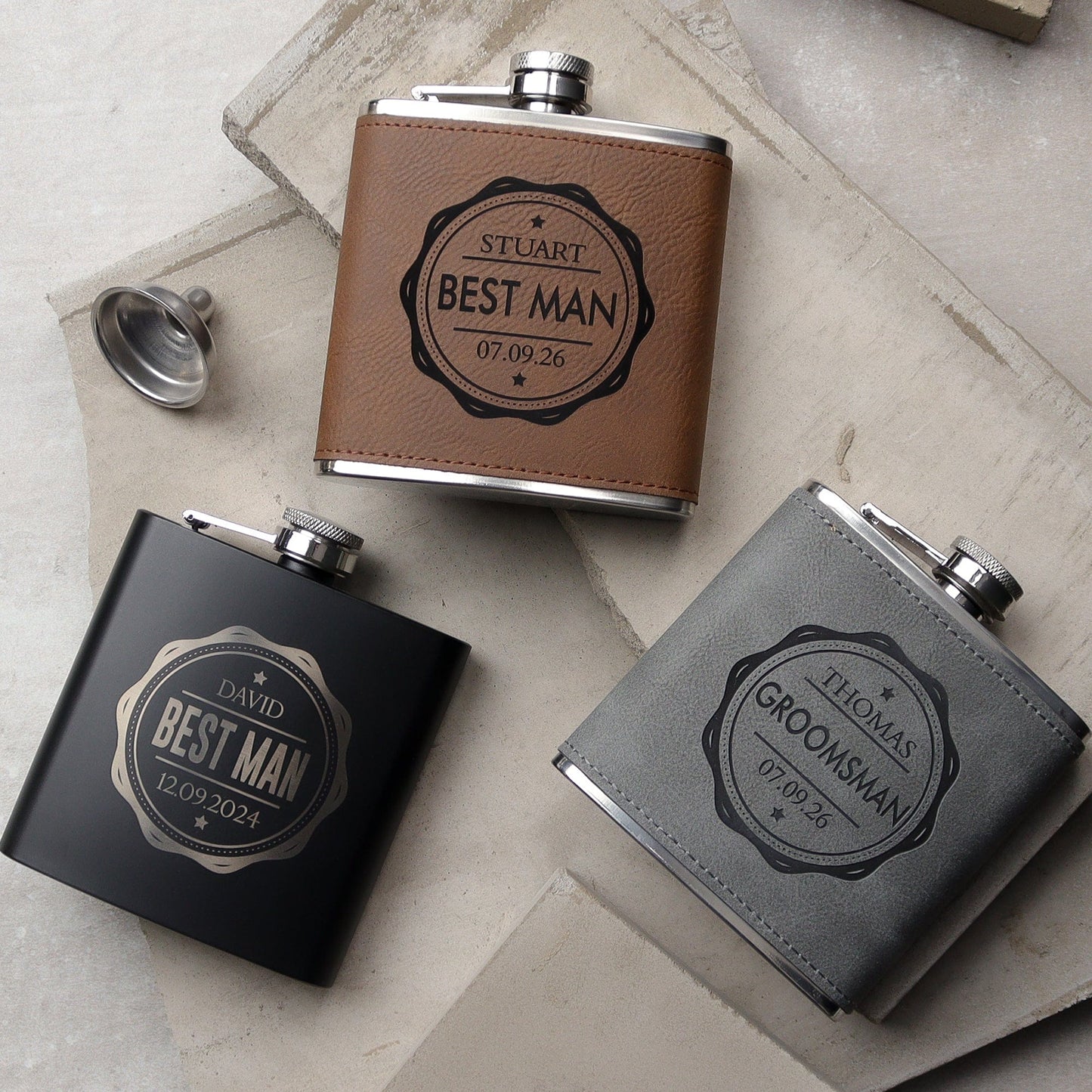 The Stamp Groomsman Hip Flasks