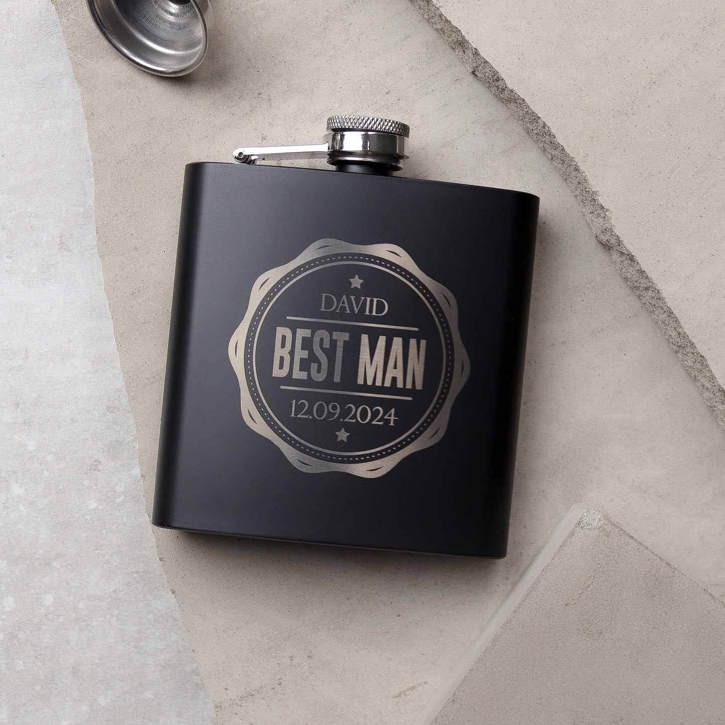 The Stamp Groomsman Hip Flasks