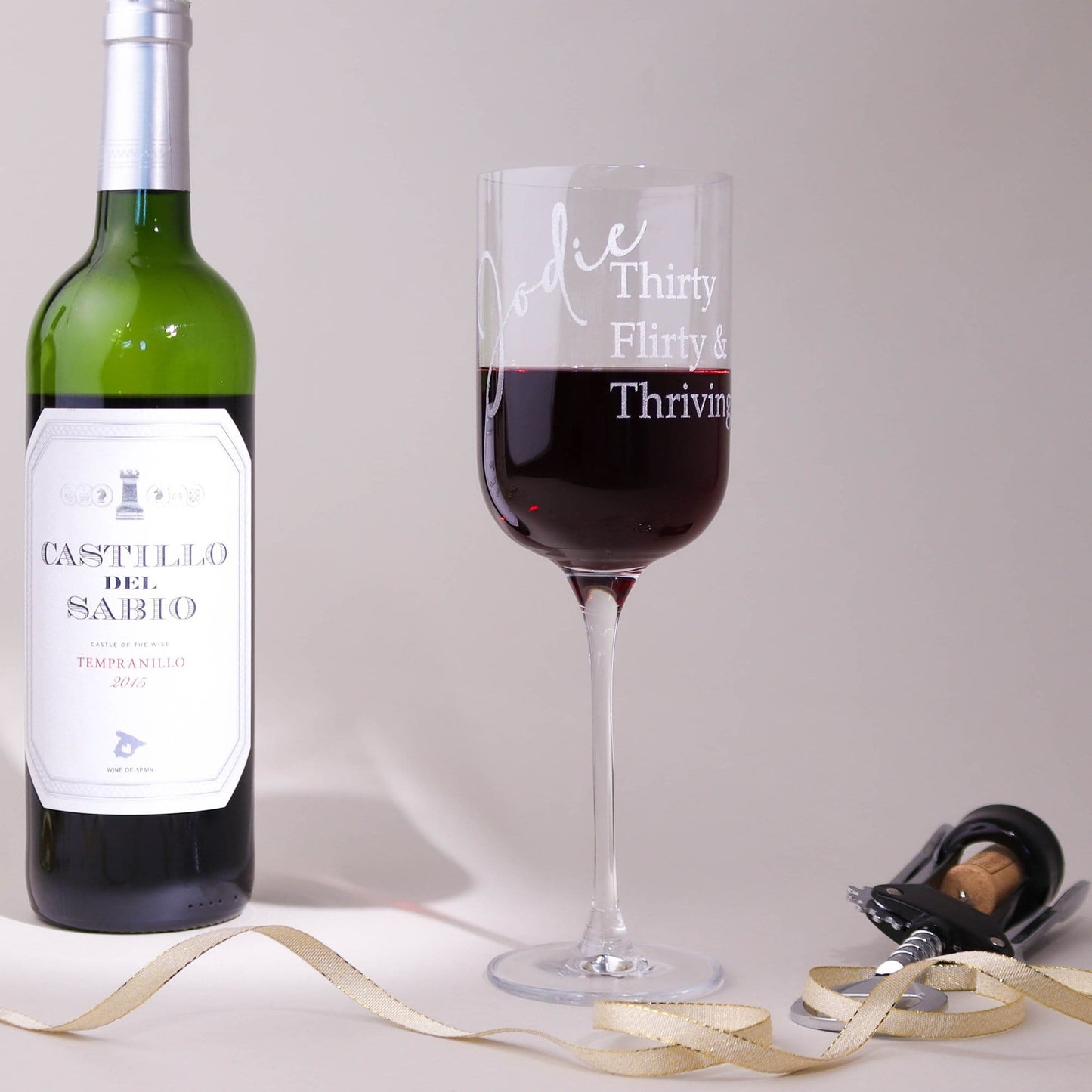 Thirty, Flirty & Thriving Wine Glass